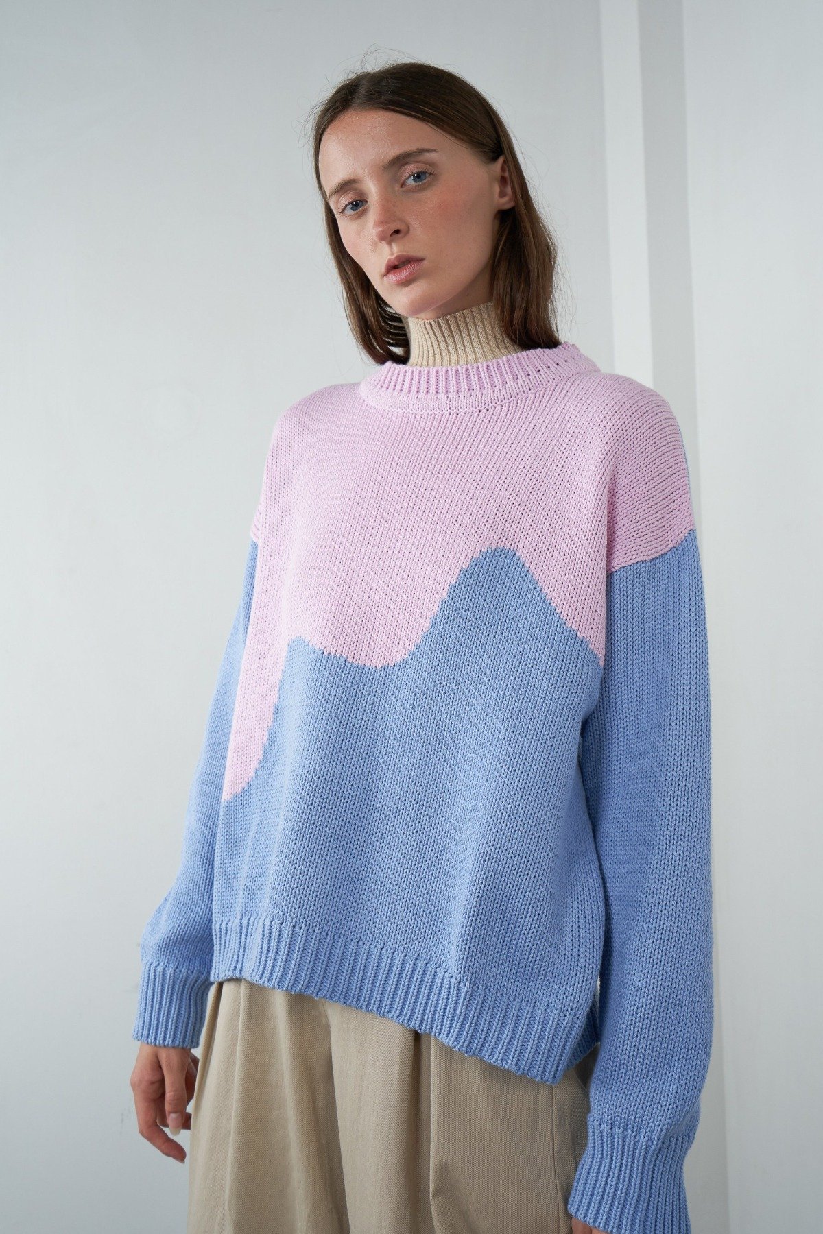 Arthur Oversized Pullover in Pink/Perriwinkle
