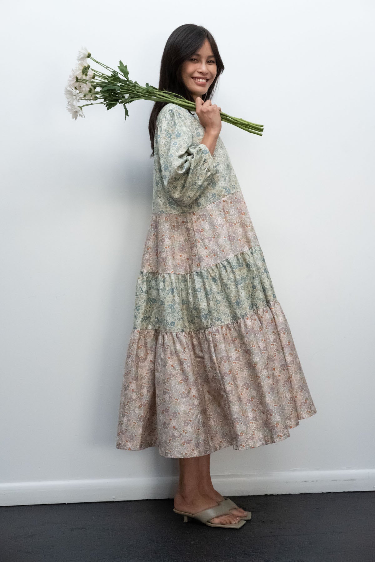 Kurt Lyle x Toit Volant Ayni Dress in Pink/Green Mini Floral Combo
