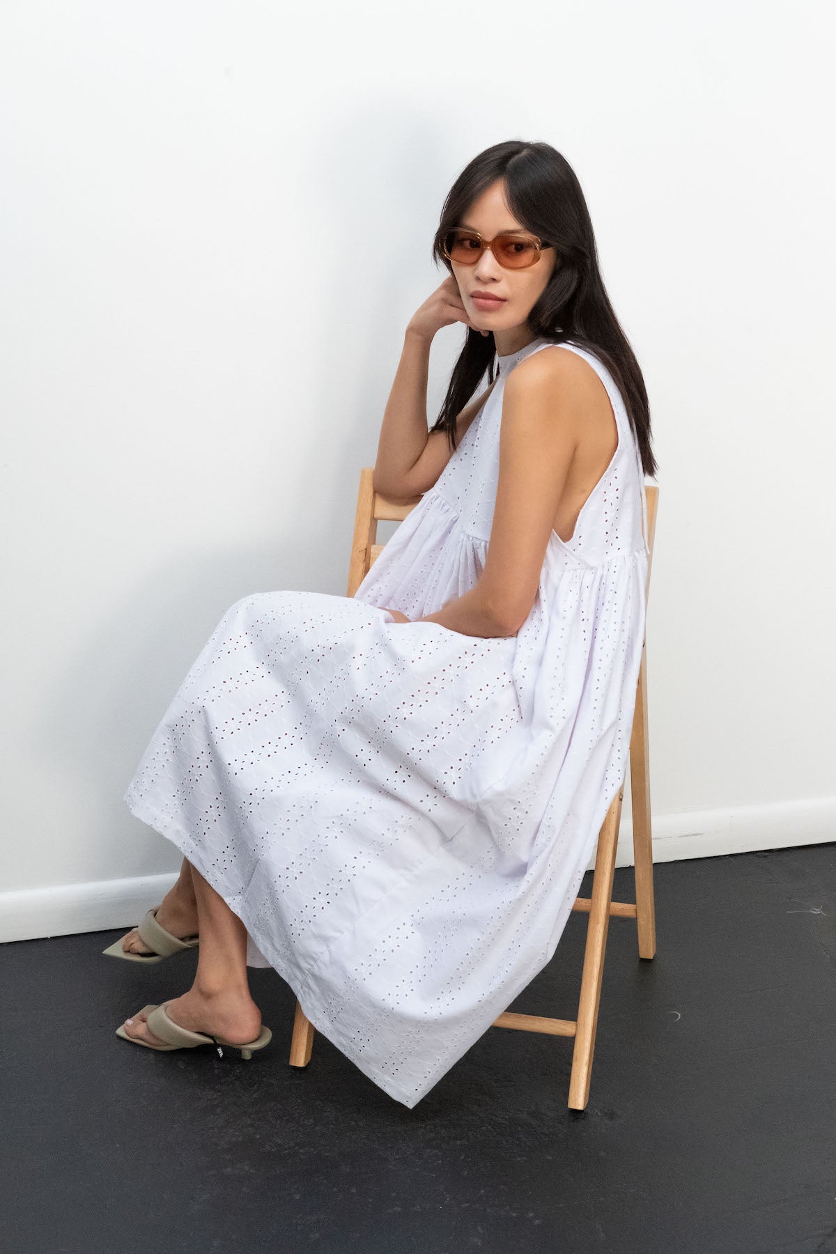 Kurt Lyle x Toit Volant Leora Dress in White Embroidered Eyelet