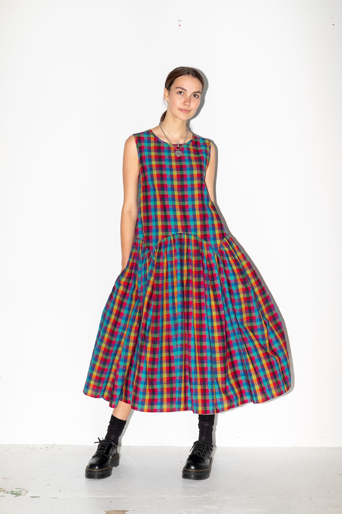 Lila Dress in Multi Chex by Rujuta Sheth