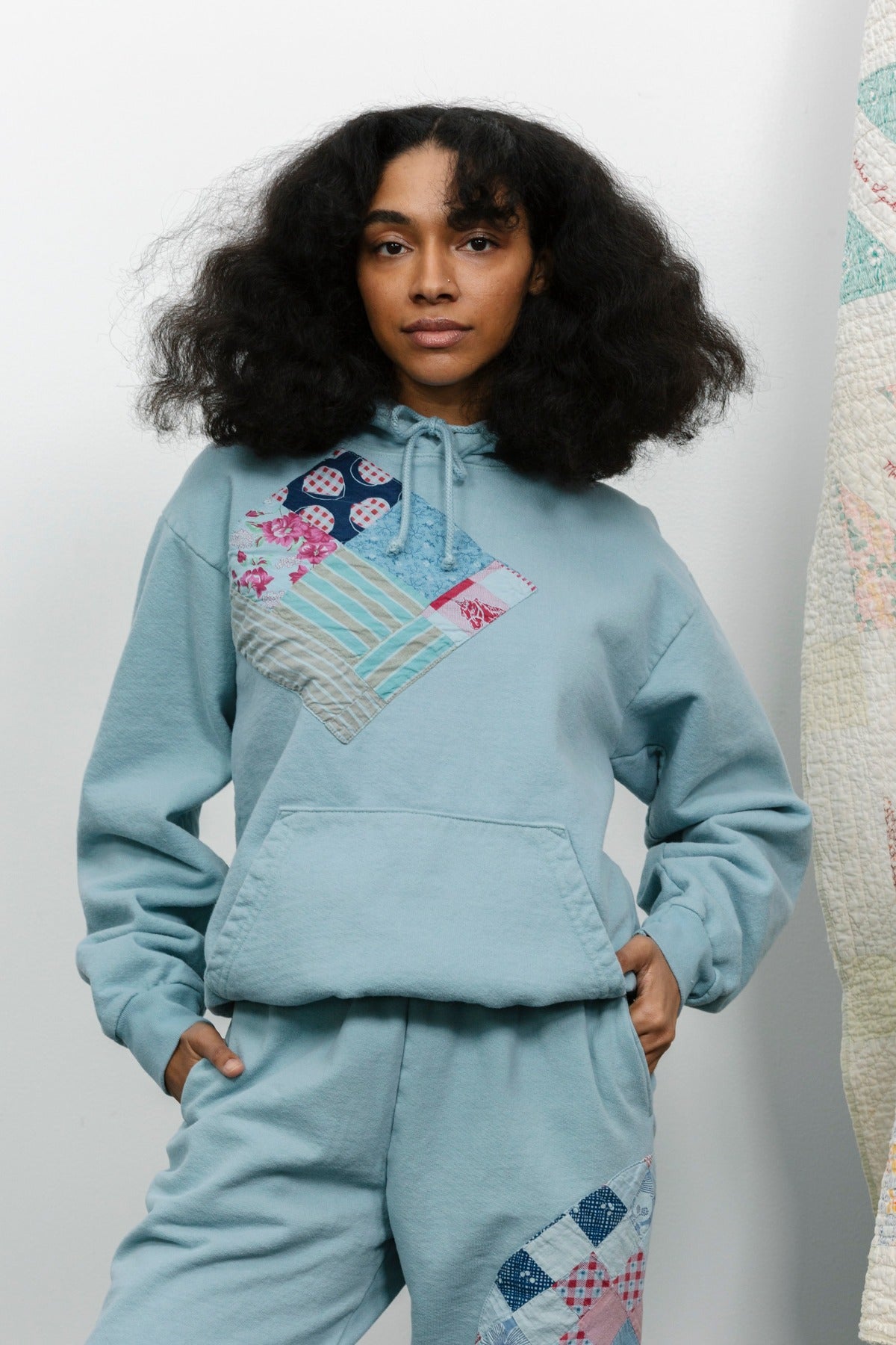 Patchwork Hoodie by Carleen in Sky Overdye