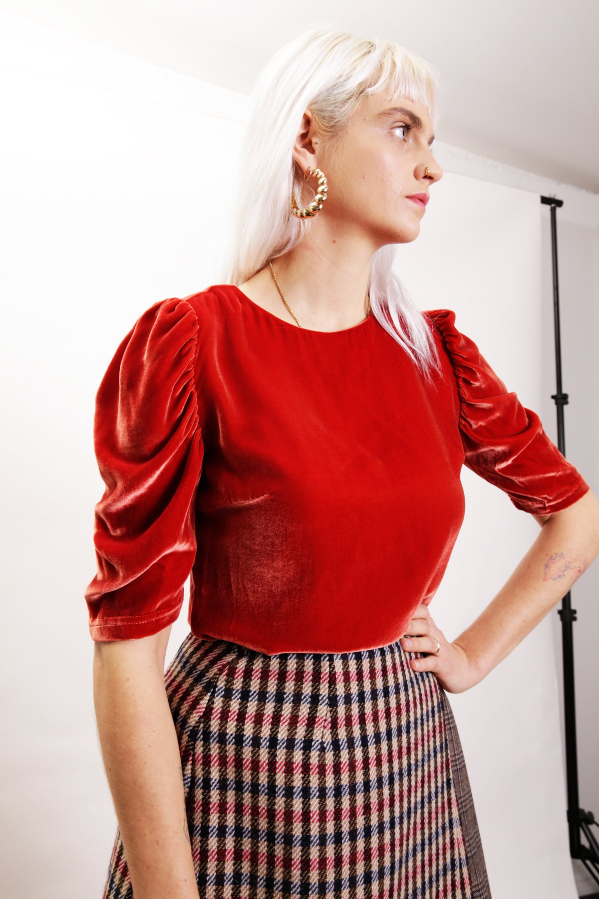 Nina Top in Flame Velvet