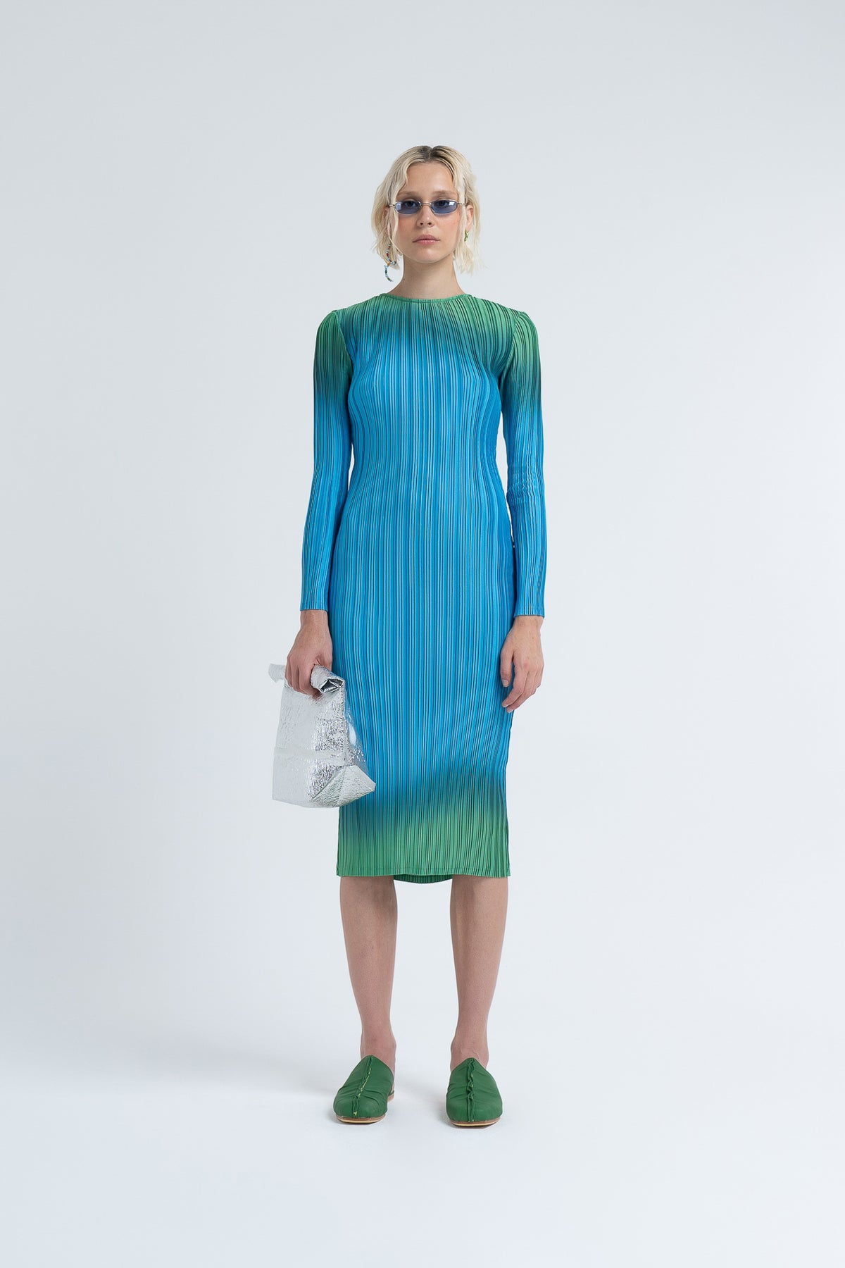 ARTHUR Box Pleat Crew Neck Midi